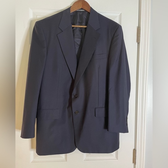 CHESTER BARRIE FOR SAKS 5TH VTG SUPER 100’s WOOL BLAZER IN NAVY-MADE IN ENGLAND - Picture 1 of 7